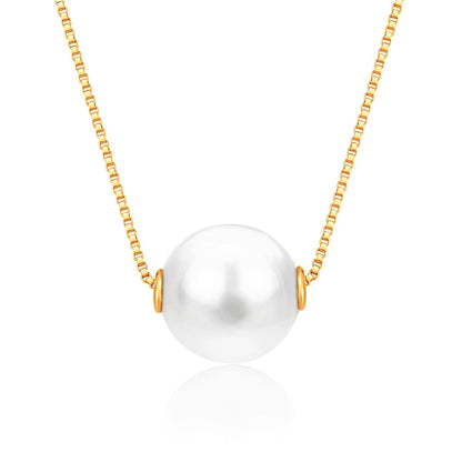 14k yellow gold floating freshwater pearl necklace by Unicornj