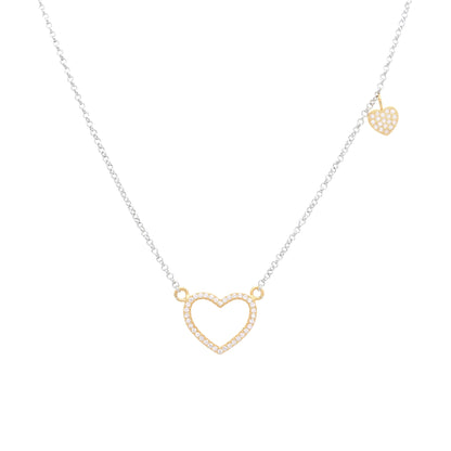 Sterling Silver 925 Open Heart Necklace Pendant Girls Teens Cubic Zirconia 15" Strong Rolo Chain ItalyÂ UnicornJ by Massete