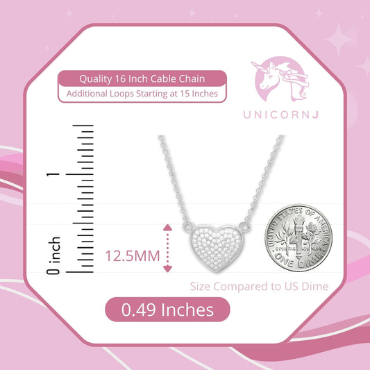 Heart Pendant Necklace in Sterling Silver with CZ Pavé by Massete