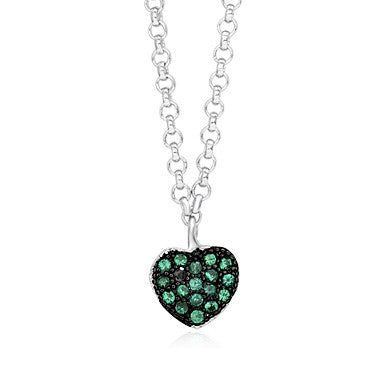 Heart Pendant Necklace in Sterling Silver with CZ Pavé by Massete