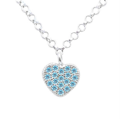 Heart Pendant Necklace in Sterling Silver with CZ Pavé by Massete