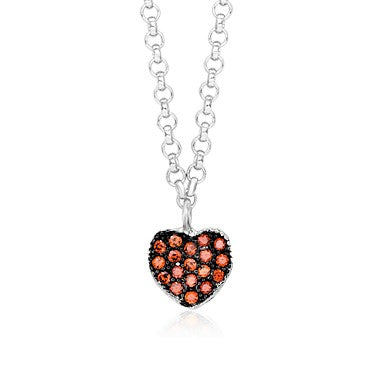 Heart Pendant Necklace in Sterling Silver with CZ Pavé by Massete