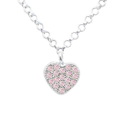Heart Pendant Necklace in Sterling Silver with CZ Pavé by Massete