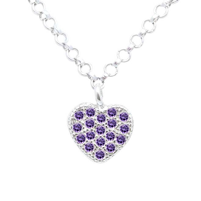 Heart Pendant Necklace in Sterling Silver with CZ Pavé by Massete