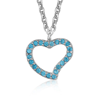 Heart Pendant Necklace in Sterling Silver with CZ Pavé by Massete