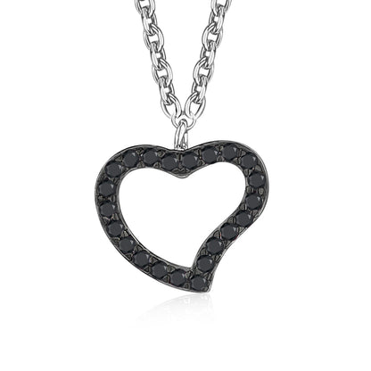 Heart Pendant Necklace in Sterling Silver with CZ Pavé by Massete