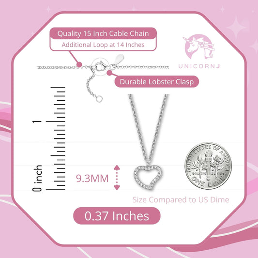 Heart Pendant Necklace in Sterling Silver with CZ Pavé by Massete