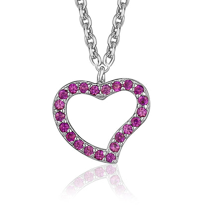 Heart Pendant Necklace in Sterling Silver with CZ Pavé by Massete