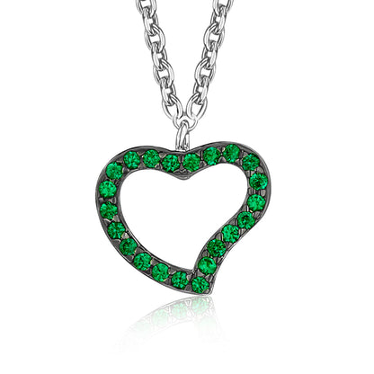 Heart Pendant Necklace in Sterling Silver with CZ Pavé by Massete