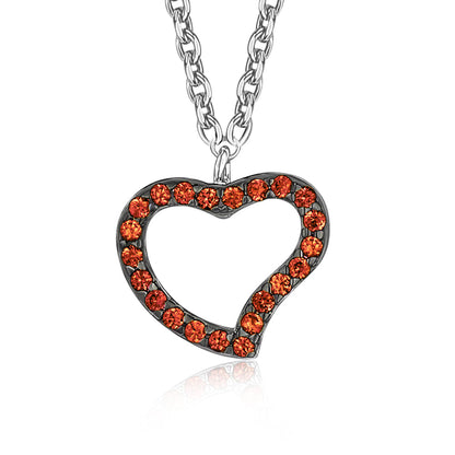 Heart Pendant Necklace in Sterling Silver with CZ Pavé by Massete