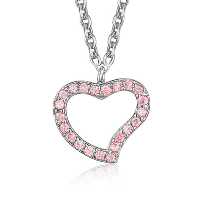 Heart Pendant Necklace in Sterling Silver with CZ Pavé by Massete