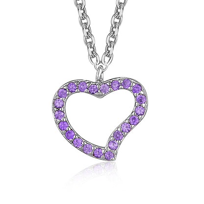 Heart Pendant Necklace in Sterling Silver with CZ Pavé by Massete