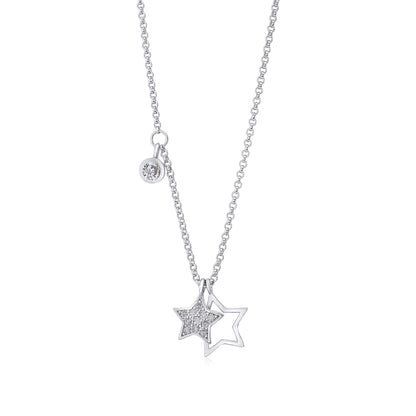 UNICORNJ Sterling Silver 925 Charm Pendant Necklace with Pavé Cubic Zirconia on Rolo Chain by Massete