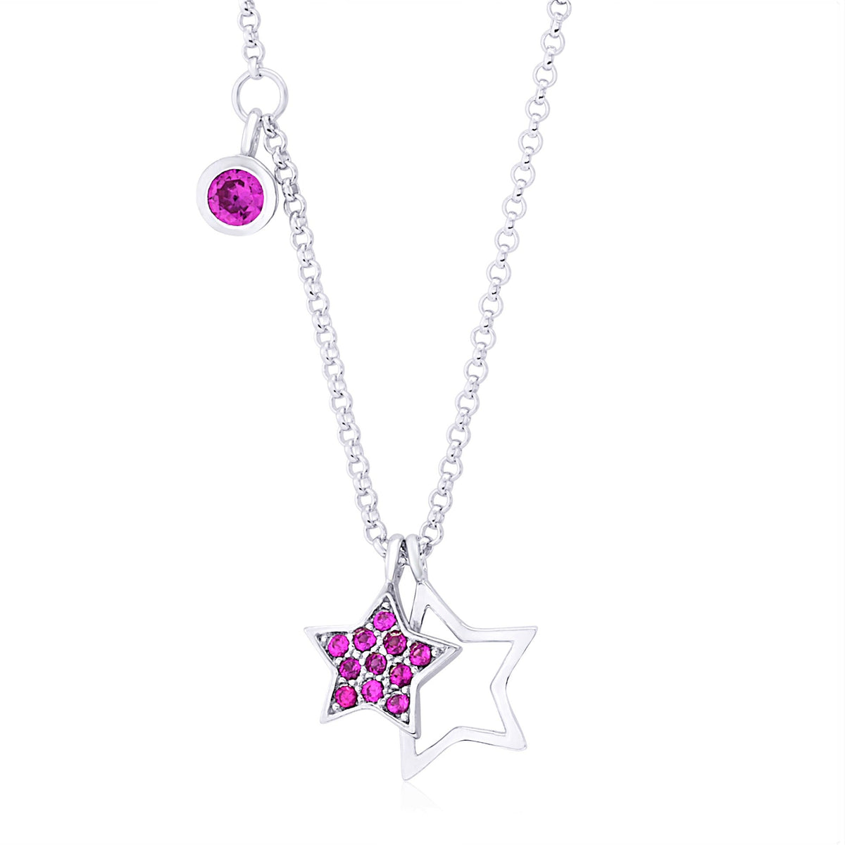 UNICORNJ Sterling Silver 925 Charm Pendant Necklace with Pavé Cubic Zirconia on Rolo Chain by Massete