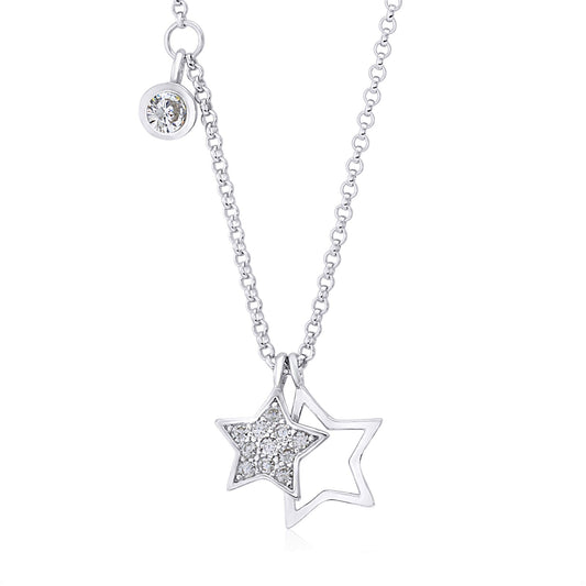 UNICORNJ Sterling Silver 925 Charm Pendant Necklace with Pavé Cubic Zirconia on Rolo Chain by Massete