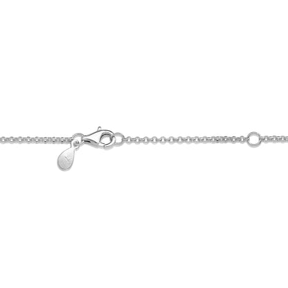 UNICORNJ Sterling Silver 925 Charm Pendant Necklace with Pavé Cubic Zirconia on Rolo Chain by Massete