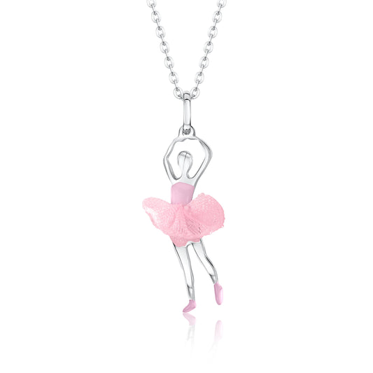 Ballerina Dancer Pendant Necklace in Sterling Silver and Enamel by Massete