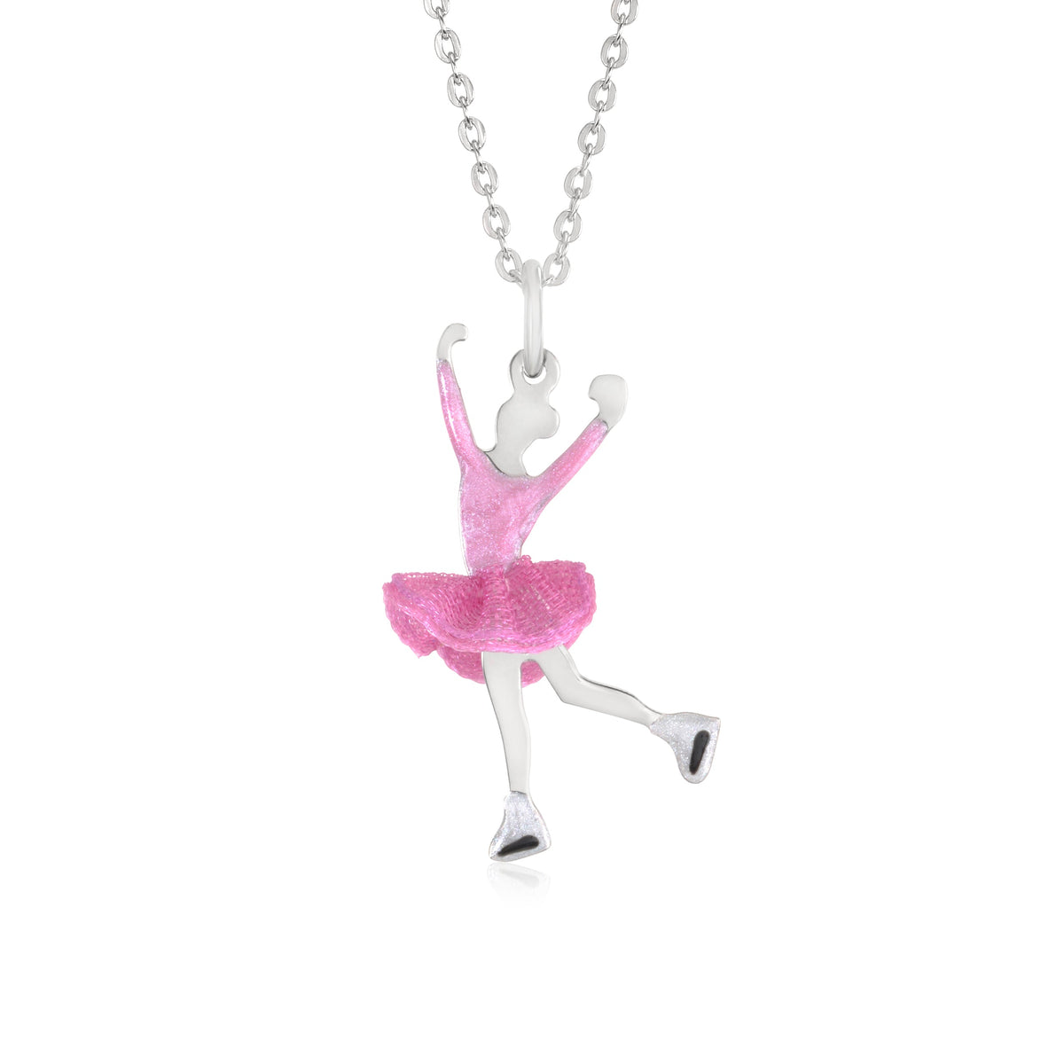 UNICORNJ Childrens Sterling Silver Girl Dancer Skater Necklace Pendant with Enamel 16" by Massete