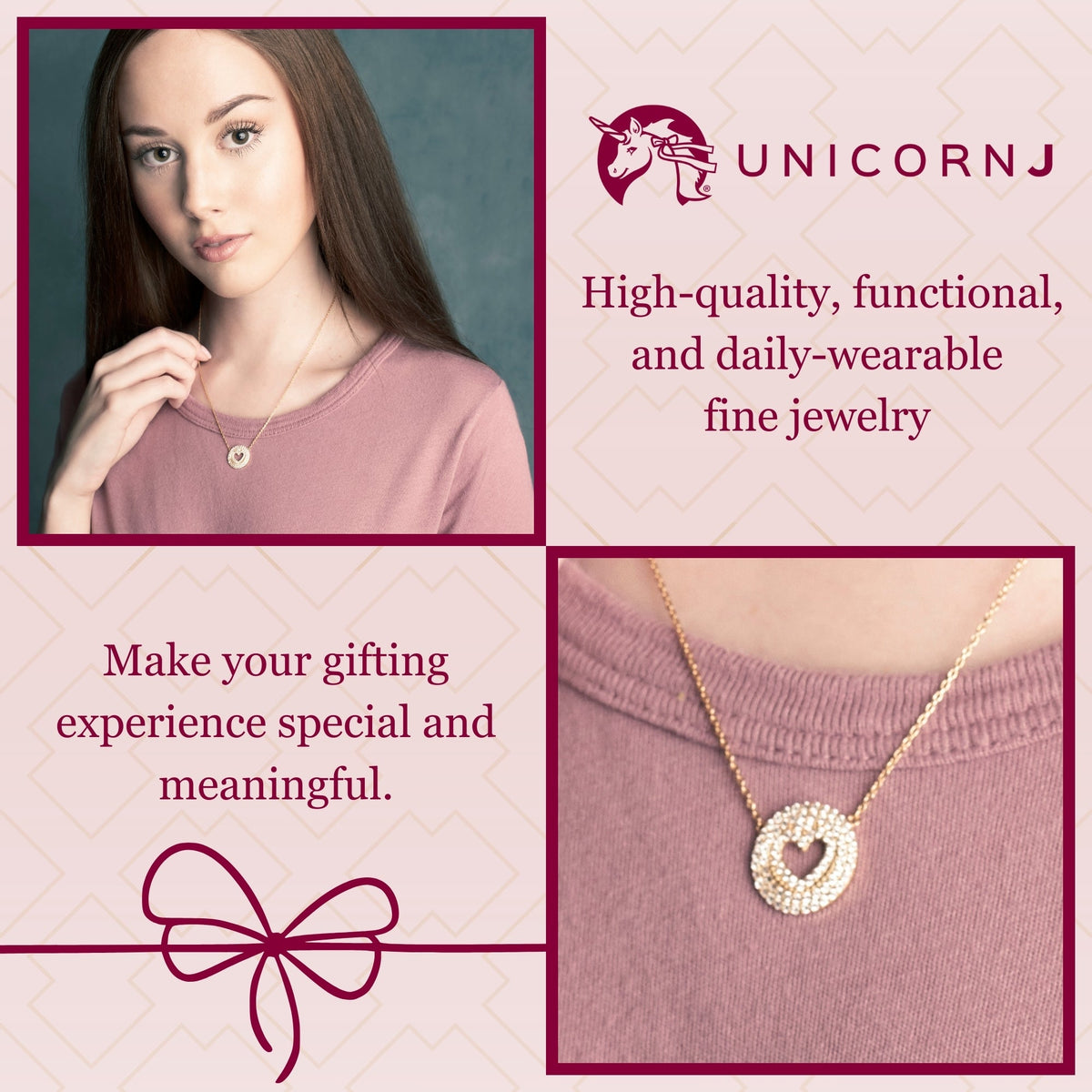 UNICORNJ Sterling Silver 925 Pave CZ Disc Pendant Necklace with Heart Cut-out Yellow Gold Plated 17" Italy by Massete