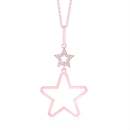 UNICORNJ Sterling Silver Polished Large Double Dangle Necklace Pendant Italy 18" by Massete