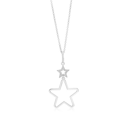 UNICORNJ Sterling Silver Polished Large Double Dangle Necklace Pendant Italy 18" by Massete