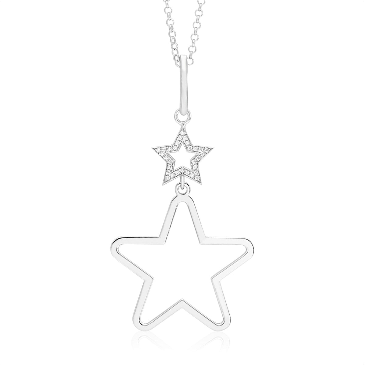 UNICORNJ Sterling Silver Polished Large Double Dangle Necklace Pendant Italy 18" by Massete