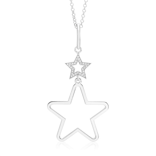 UNICORNJ Sterling Silver Polished Large Double Dangle Necklace Pendant Italy 18" by Massete