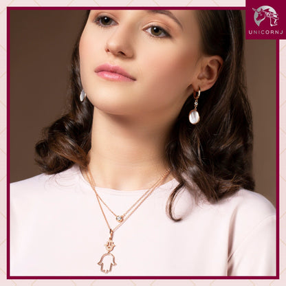 UNICORNJ Sterling Silver Rose and Yellow Gold Plated Polished Bezel Set Round Simulated Diamond Solitaire 6mm Necklace by Massete