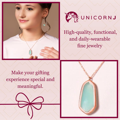 UNICORNJ Sterling Silver Rose Gold Plated Kite Shape Necklace Pendant with Synthetic Stone Italy 18" by Massete