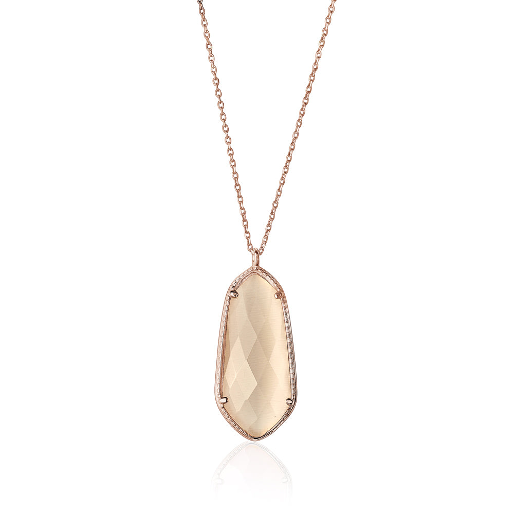 UNICORNJ Sterling Silver Rose Gold Plated Kite Shape Necklace Pendant with Synthetic Stone Italy 18" by Massete