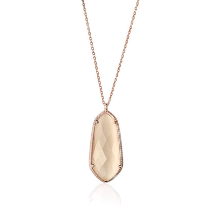 UNICORNJ Sterling Silver Rose Gold Plated Kite Shape Necklace Pendant with Synthetic Stone Italy 18" by Massete