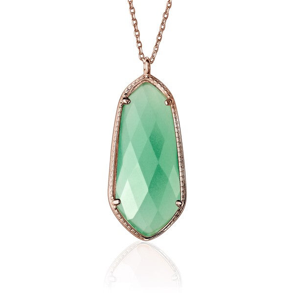 UNICORNJ Sterling Silver Rose Gold Plated Kite Shape Necklace Pendant with Synthetic Stone Italy 18" by Massete