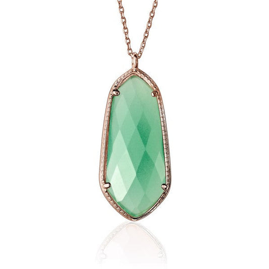 UNICORNJ Sterling Silver Rose Gold Plated Kite Shape Necklace Pendant with Synthetic Stone Italy 18" by Massete