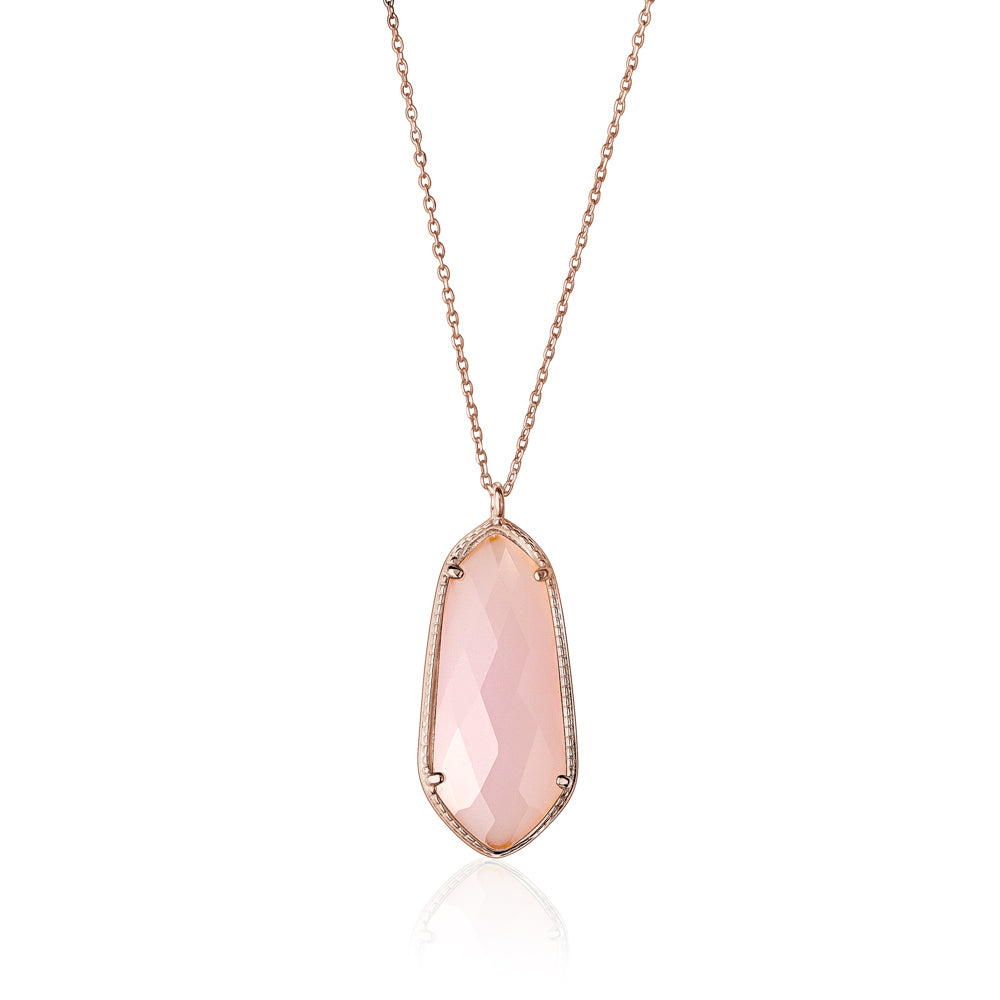 UNICORNJ Sterling Silver Rose Gold Plated Kite Shape Necklace Pendant with Synthetic Stone Italy 18" by Massete