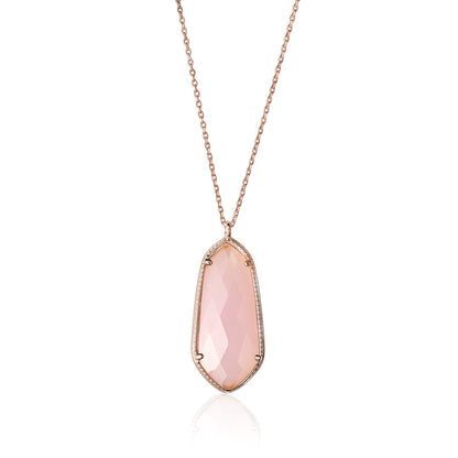 UNICORNJ Sterling Silver Rose Gold Plated Kite Shape Necklace Pendant with Synthetic Stone Italy 18" by Massete