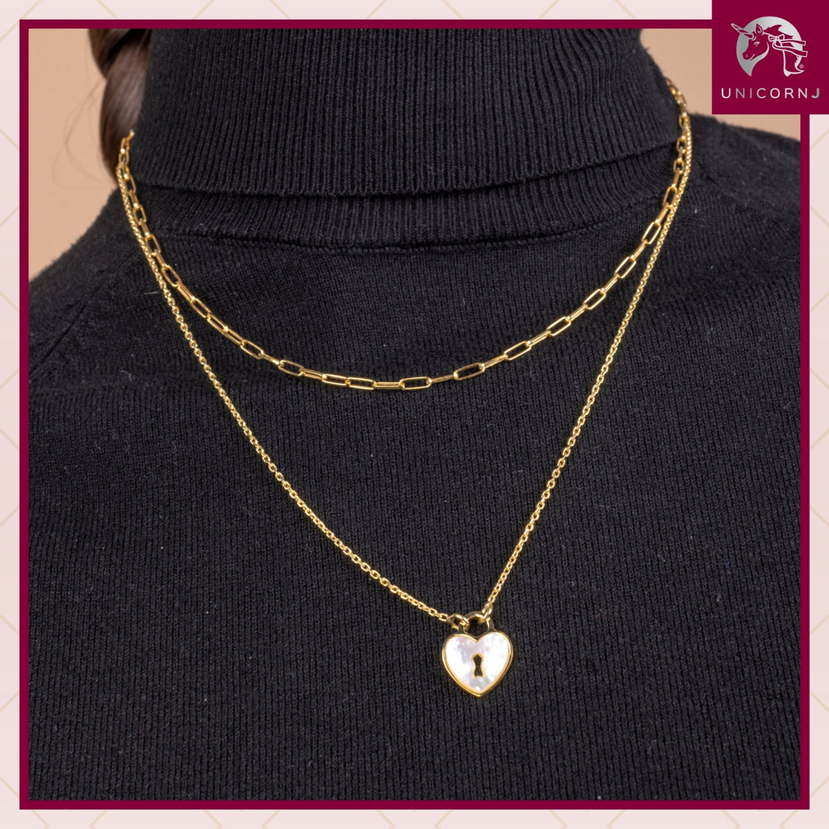 Sterling Silver Heart Lock Keyhole Pendant Necklace with Mother of Pearl Inlay 17" by Massete