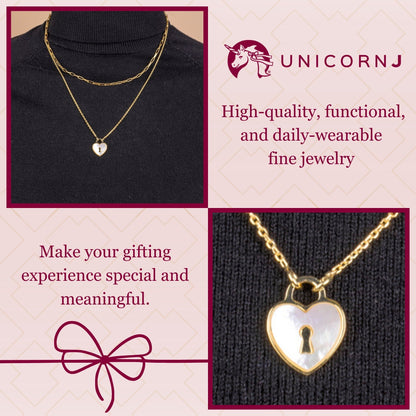 Sterling Silver Heart Lock Keyhole Pendant Necklace with Mother of Pearl Inlay 17" by Massete