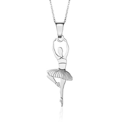 Sterling Silver & Sterling Silver Rose Gold Plated Ballet Dancer Pendant Necklace for Girls on Cable Chain 16 inches by Massete
