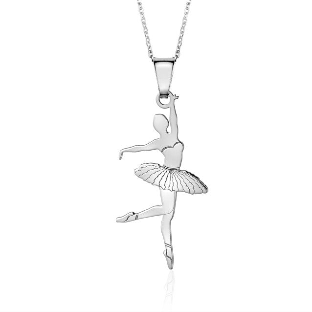 Sterling Silver & Sterling Silver Rose Gold Plated Ballet Dancer Pendant Necklace for Girls on Cable Chain 16 inches by Massete