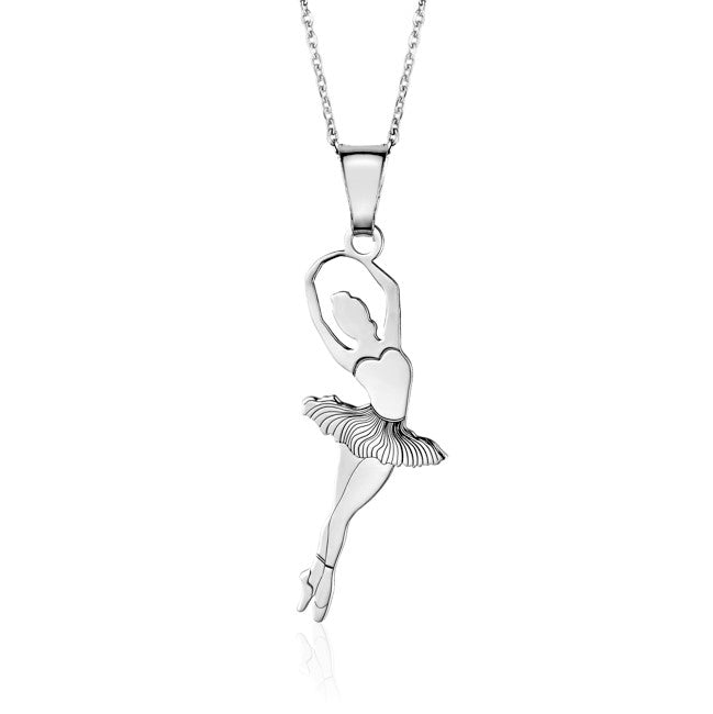Sterling Silver & Sterling Silver Rose Gold Plated Ballet Dancer Pendant Necklace for Girls on Cable Chain 16 inches by Massete