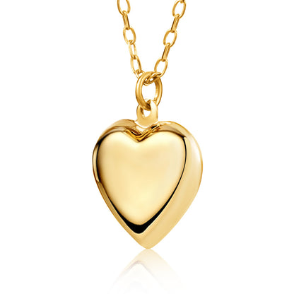 Unicornj 14k yellow gold polished heart pendant necklace on cable chain
