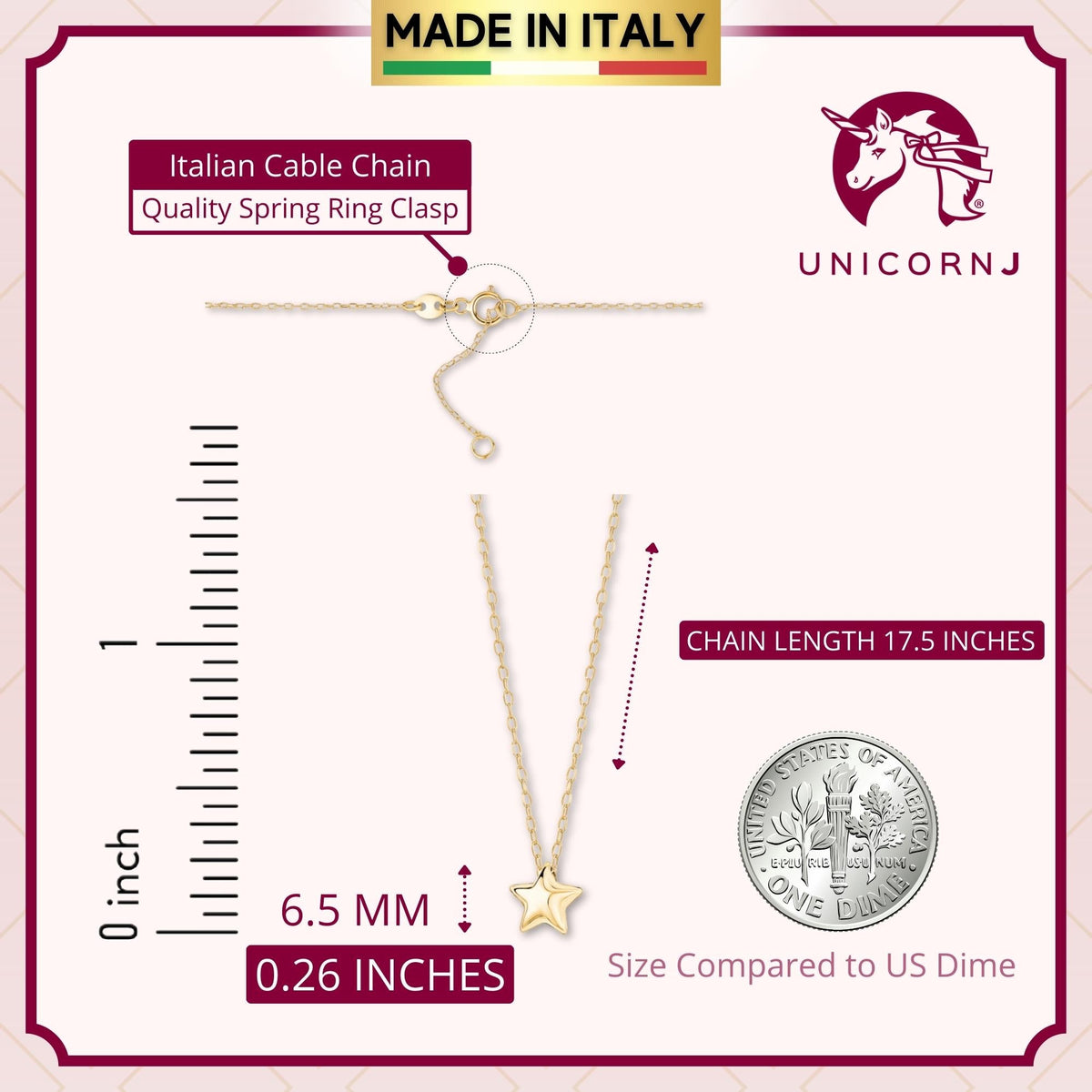 14k yellow gold floating puff star pendant necklace, Unicornj, view 5