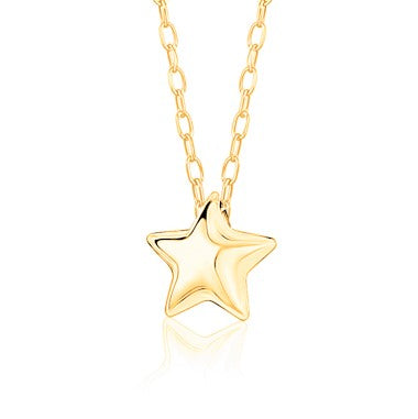 14k yellow gold floating puff star pendant necklace by Unicornj
