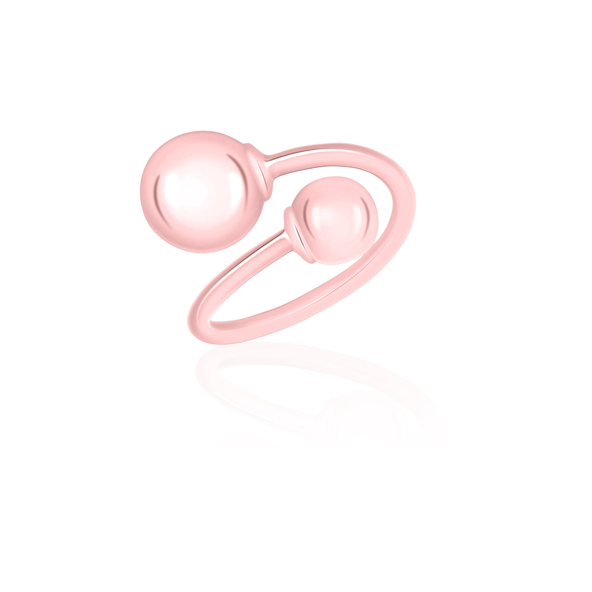 Sterling Silver 925 Polished Double Ball Bypass Ring by Massete