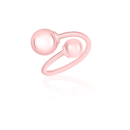 Sterling Silver 925 Polished Double Ball Bypass Ring by Massete