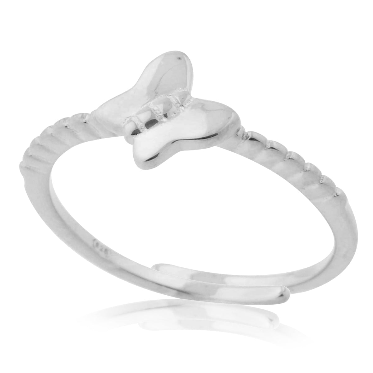 Adjustable Butterfly Ring in Sterling Silver by Massete