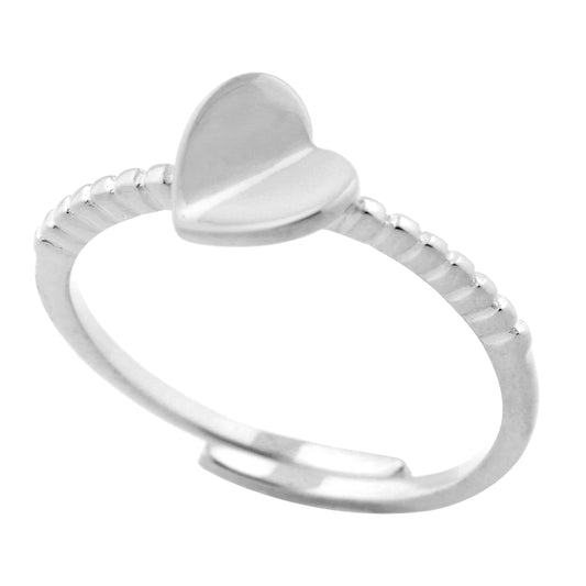 Adjustable Heart Ring in Sterling Silver by Massete