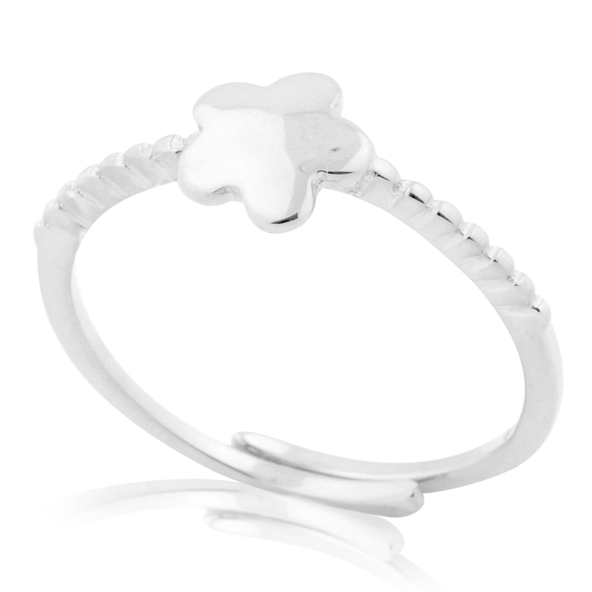Adjustable Flower Ring in Sterling Silver by Massete