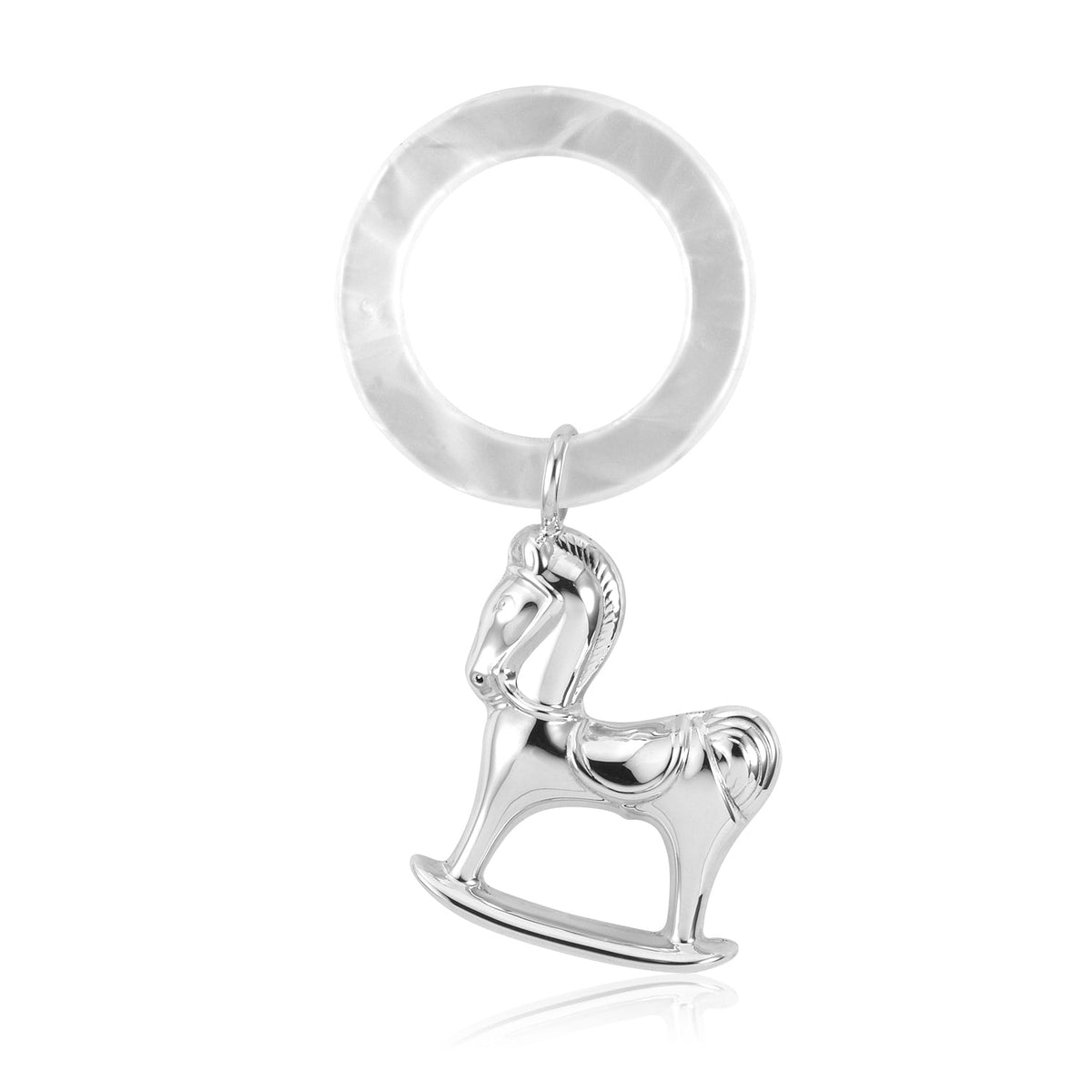 UNICORNJ Sterling Silver Keepsake Baby Rattle Rocking Horse | Complete with Gift Box | Gift for Baby | Made in Italy by Massete