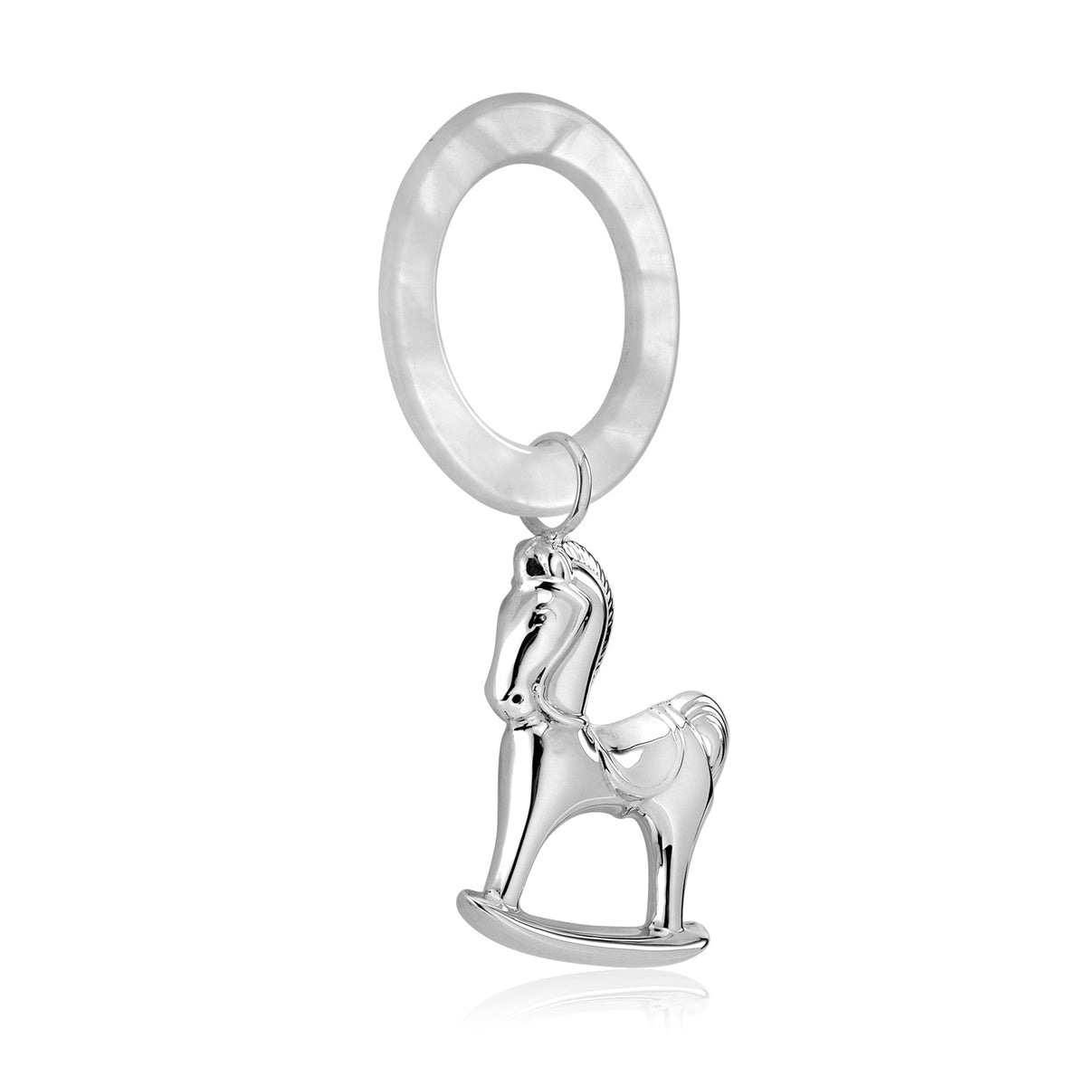 UNICORNJ Sterling Silver Keepsake Baby Rattle Rocking Horse | Complete with Gift Box | Gift for Baby | Made in Italy by Massete